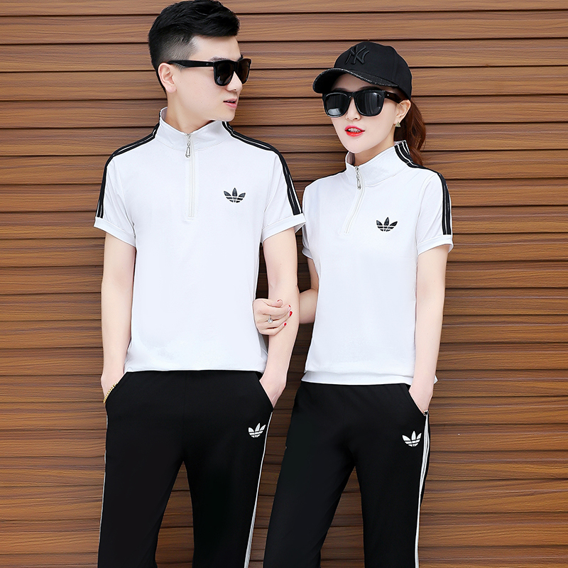 Couple's Casual Sports Suit Men's and Women's Clover 2026 Summer New Fashion Loose Short-Sleeved Running Two-Piece Set