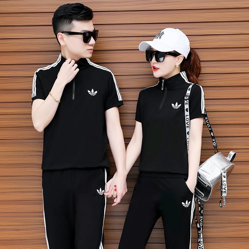 Couple's Sports Suit for Men and Women 2026 Summer New Clover Fashion Short-Sleeved Long Pants Running Casual Two-Piece Set Couple's Sports Suit for Men and Women 2026 Summer New Clover Fashion Short-Sleeved Long Pants Running Casual Two-Piece Set