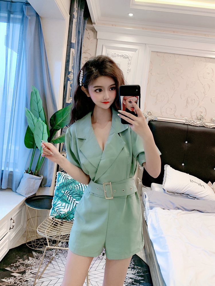 DABI 韓系西裝領休閒寬口高腰連身褲套裝短袖褲裝 SNRE0296.jpg