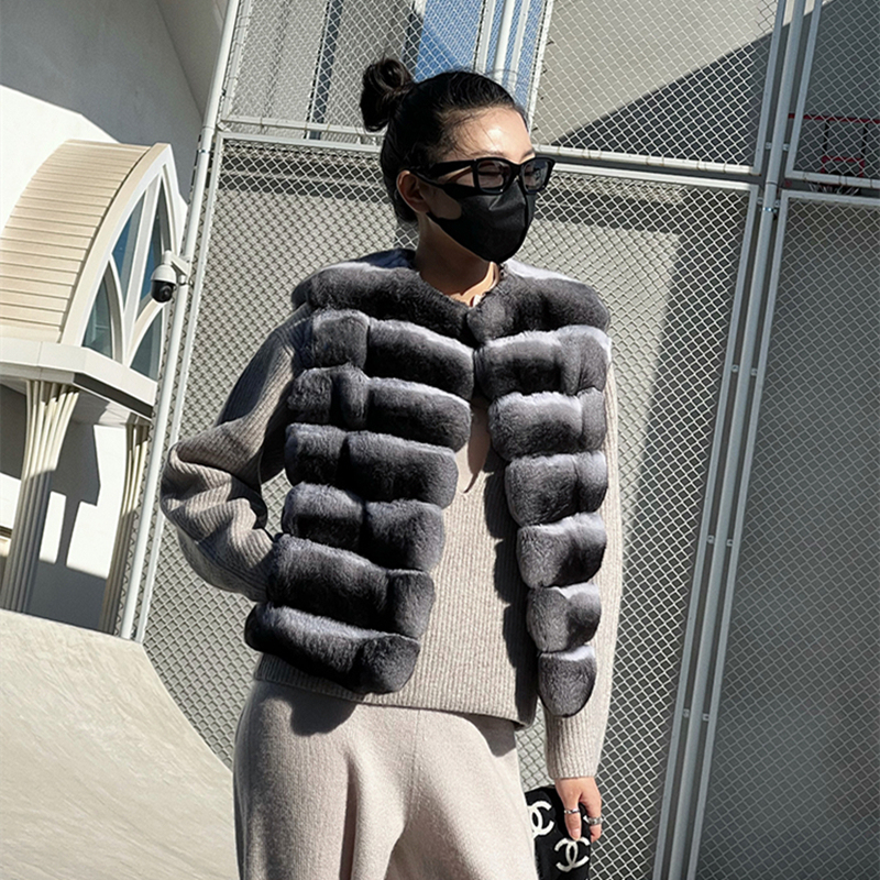 Little Rich Woman's High-End Fashionable Noble Lady's Teal Blue Chinchilla Coat Women's Eco-Friendly Rabbit Fur Vest Short Vest Little Rich Woman's High-End Fashionable Noble Lady's Teal Blue Chinchilla Coat Women's Eco-Friendly Rabbit Fur Vest Short Vest