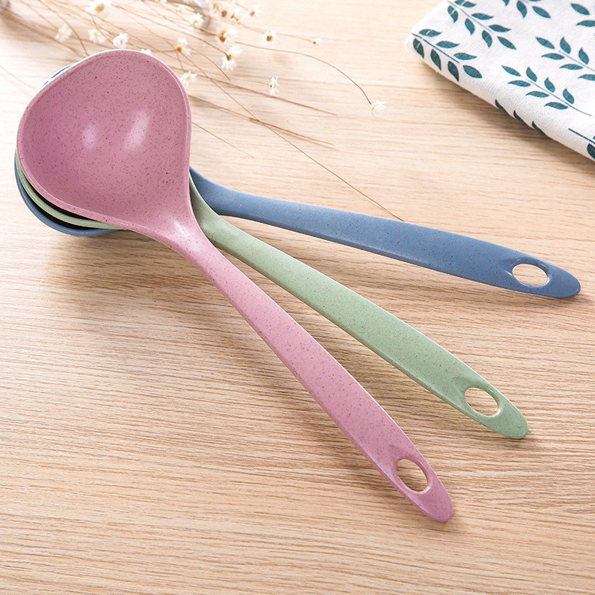 Kitchen Plastic Cutlery Thicken Large thin rice spoon Wheat Straw Soup Spoon Home long handle Sheng Porridge Spoon