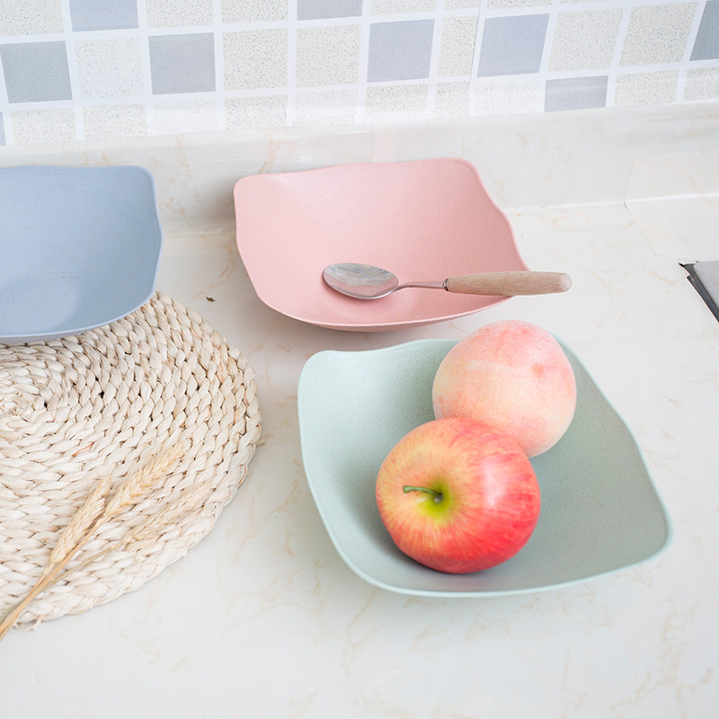 Leisudo Wheat Straw Square Fruit Pan Living Room Dry Fruit Pan Creative Home Melon Pan Snack Dish Snack Fruit Dish