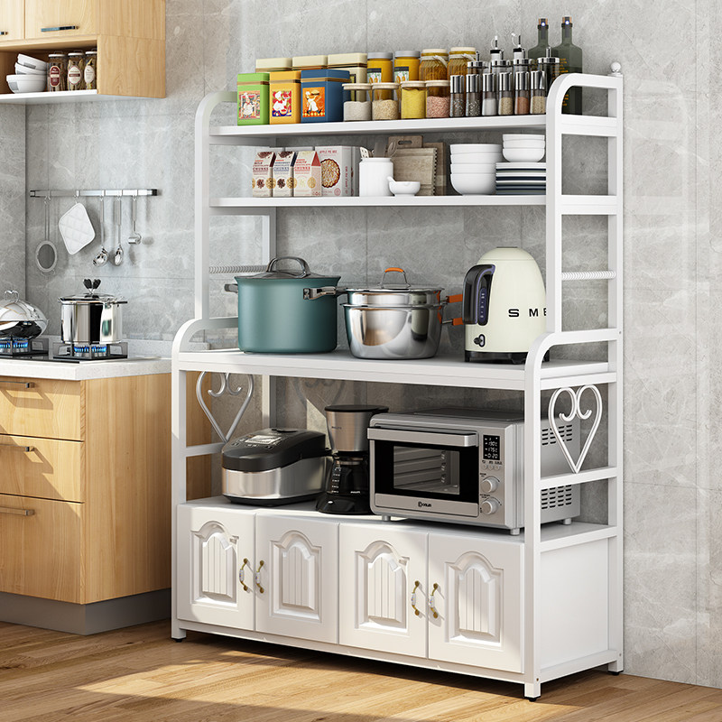 Kitchen storage shelves Floor-to-ceiling multi-level microwave dishes oven multi-functional pot rack European-style storage shelves