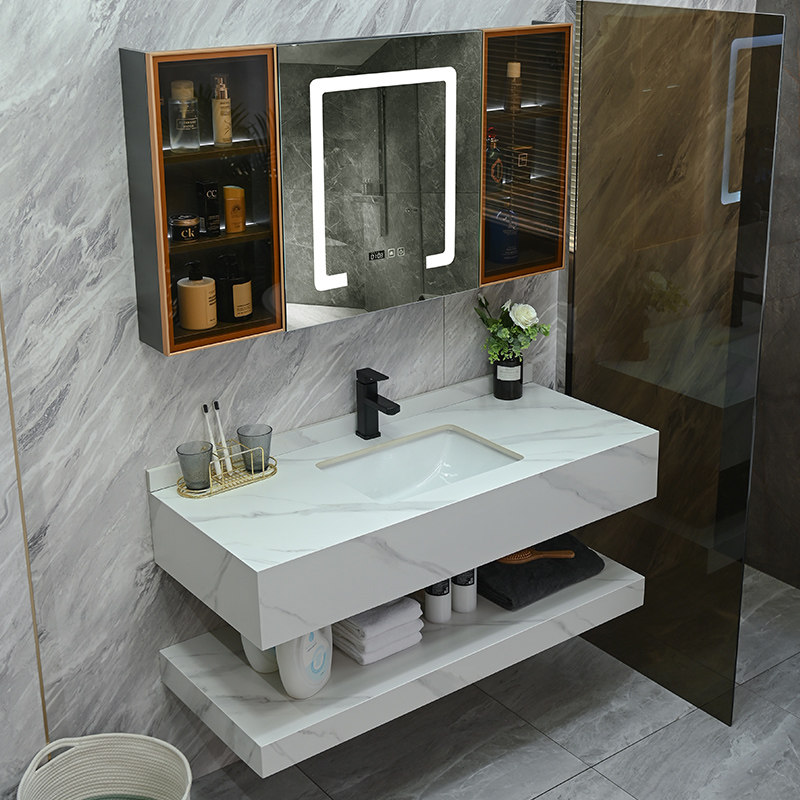 Modern minimalist marble bath cabinet Composition light extravagant rock plate all-in-one makeup room washbasin washbasin washbasin washbasin