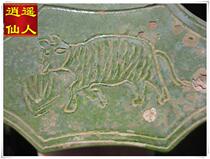 (Carefree Fairy) Liao Dynasty Painted Bull eating grass green glazed porcelain pillows with no old bag retreat