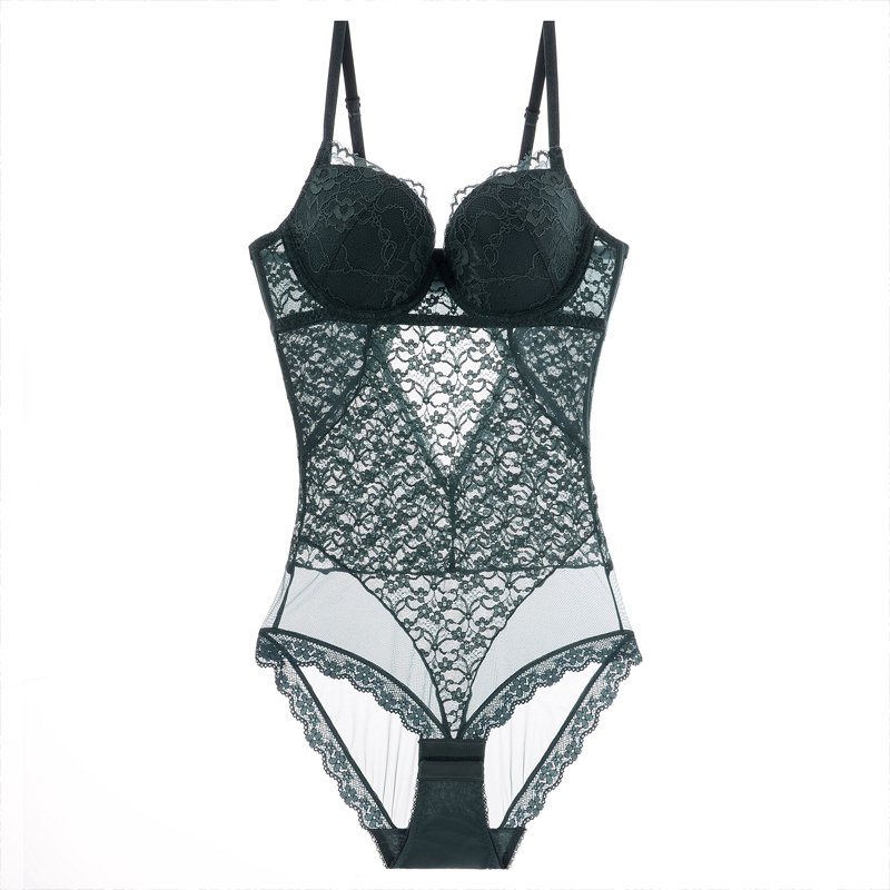 Europe and the United States sexy perspective lace slim body with bra one-piece onesie net yarn underwear female thin body shaping