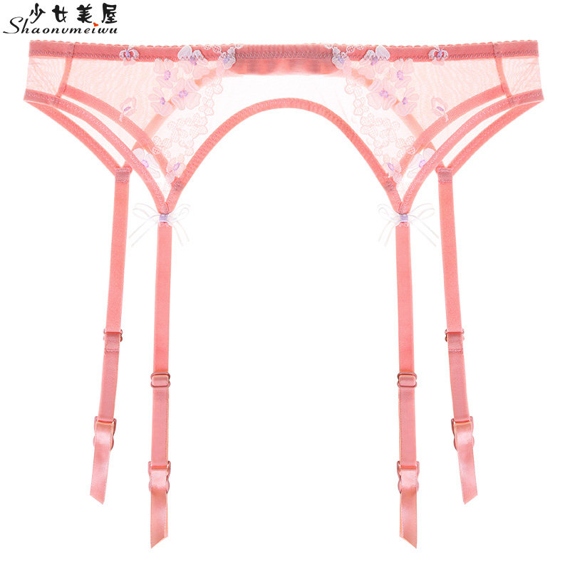 Teen girl beauty House European and American Sexy transparent hanging socks with lingerie suit thin embroidery large size anti-slip silk stockings woman