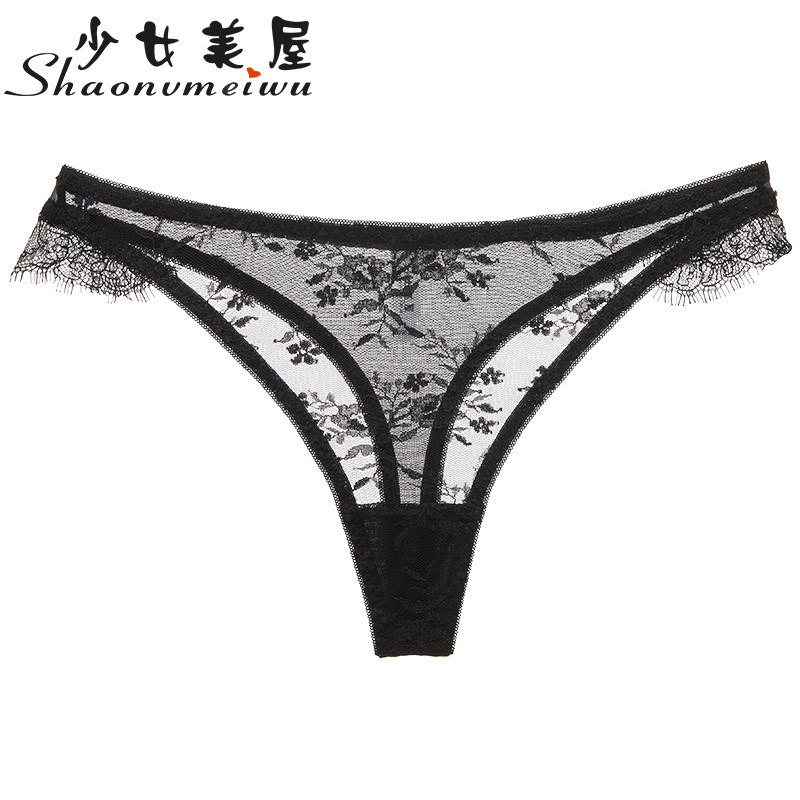(Original Design) Sexy Lady Thin style Clairvoyant Lace T-briefs Transparent Seductive Fire hot Tiny pants