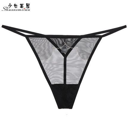 少女美屋欧美性感网纱透明丁字裤火辣透视诱惑内裤薄款低腰T裤女-tmall.com天猫
