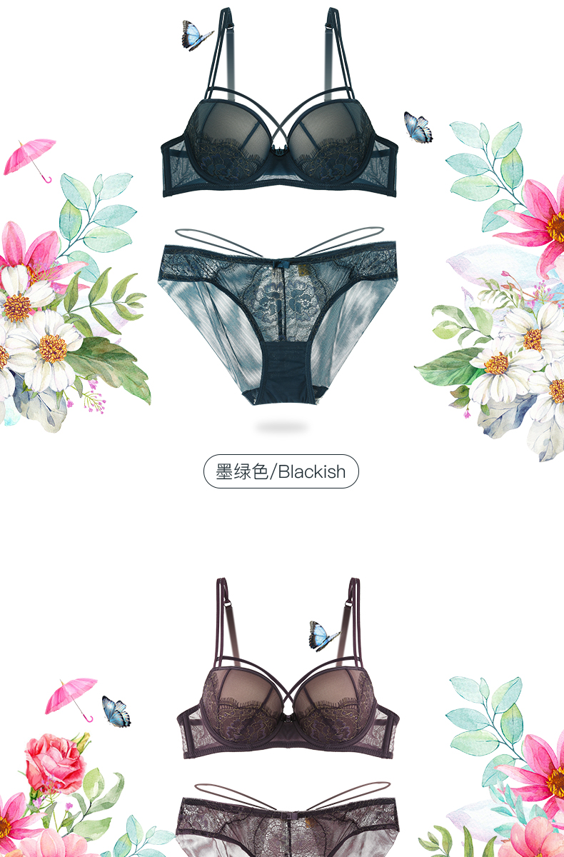 Girl Beauty House Lace Red SpongeBob tập hợp đồ lót bra phù hợp với áo ngực ren gợi cảm hoàn chỉnh set đồ dày nữ áo tắm