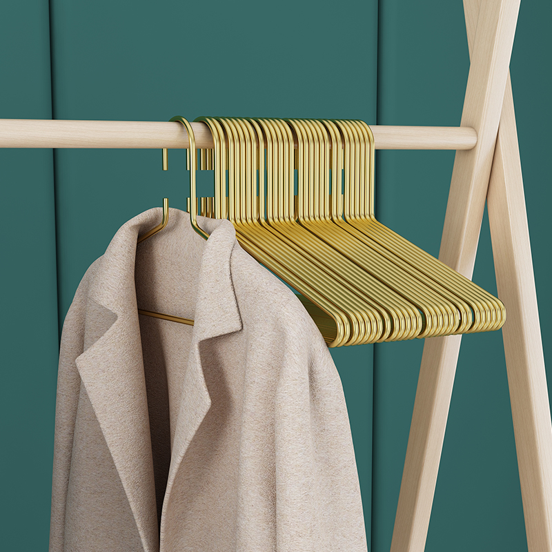 New house solid hangers hangers gold stainless steel household hanging clothes rack exhibition hall for men's and women's clothing stores