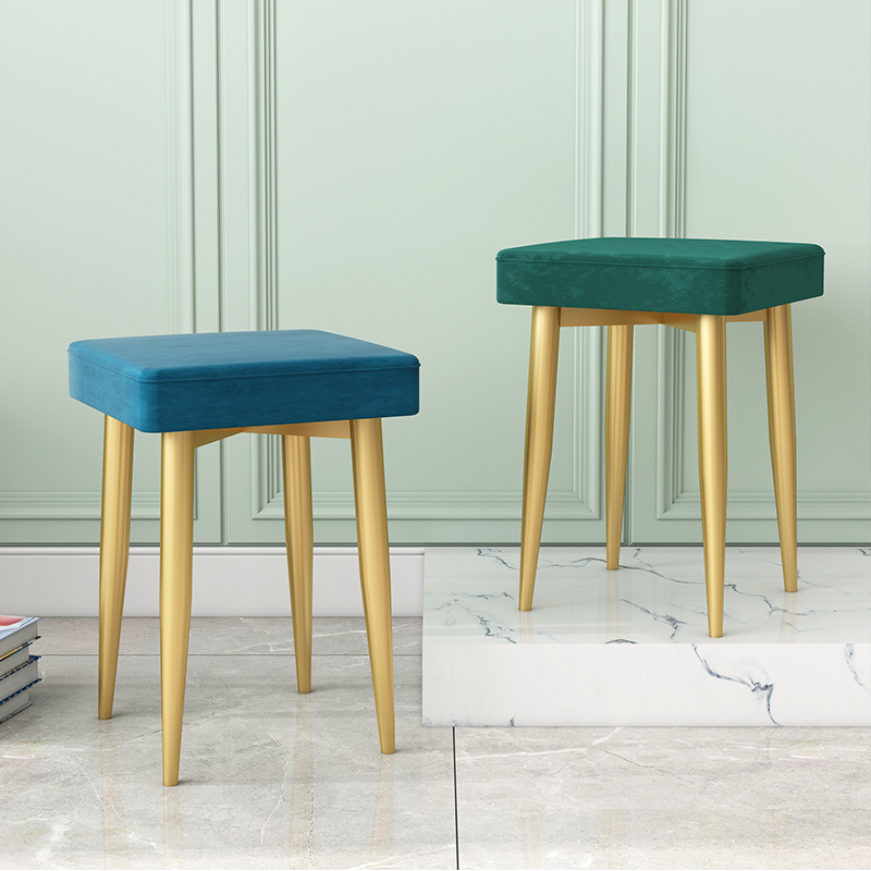 Home Stool Iron Art Small Round Stool Leather Art Bench Fashion Dining Stool Brief for shoe-changing stool Creative Round Stool Makeup Stool