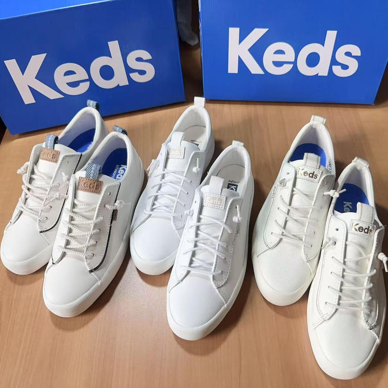 Keds Classic White Round-Toe Casual Canvas Shoes for Women, Fashionable and Versatile White Shoes