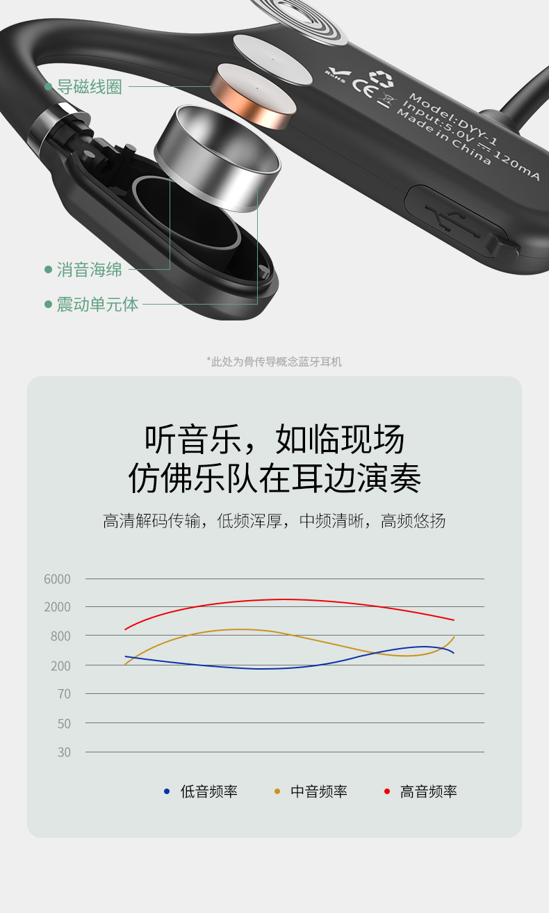 古尚古 钛合金记忆骨架 骨传导蓝牙耳机 蓝牙5.0连接 图7