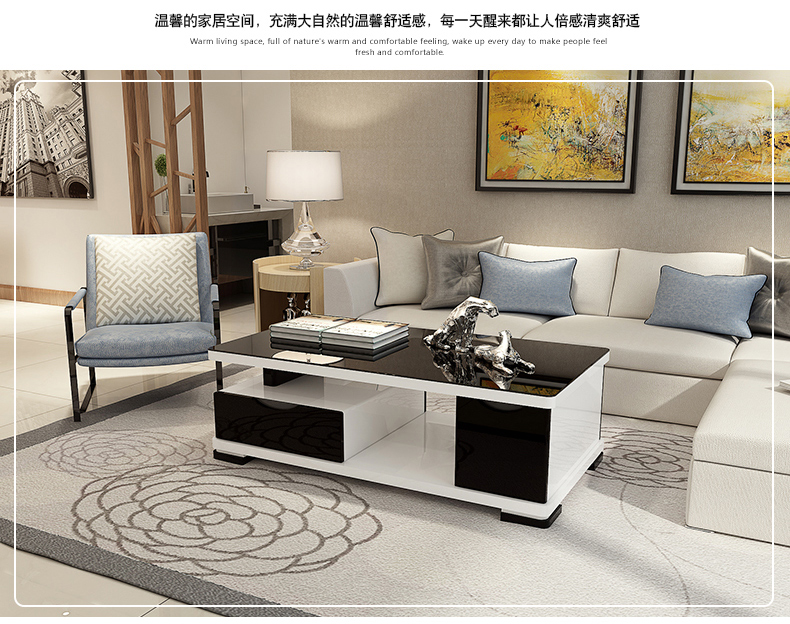 Nếu bướm màu đen và trắng căn hộ nhỏ phòng khách tv tủ bàn trà kết hợp đơn giản hiện đại sơn bàn cà phê kính cường lực