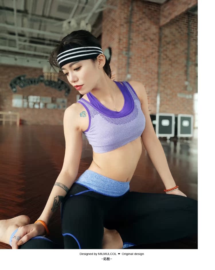Đồ lót thể thao nữ rêu phong chống sốc tập hợp phong cách vest sinh viên thể hình kích thước lớn mà không có vòng thép áo ngực - Đồ lót thể thao áo zumba