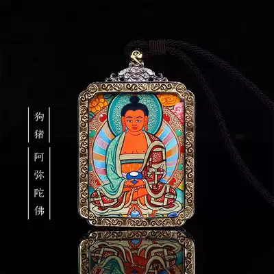 Tibet thangka pure mineral pigment hand-painted portable boutique thangka box pendant