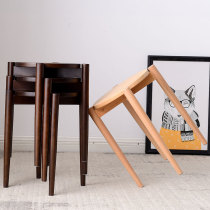 Solid wood stool home table stool living room high stool modern simple multifunctional wooden bench sturdy stackable round stool