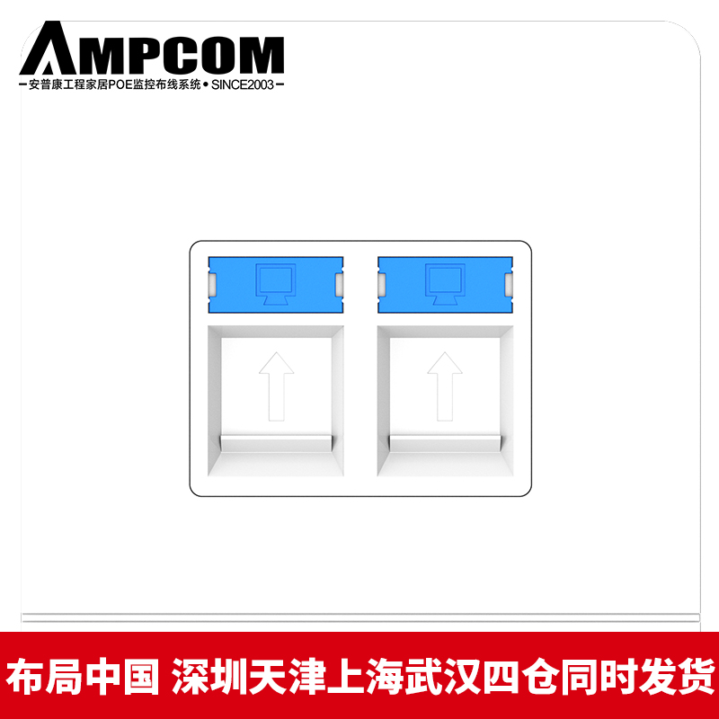 AMPCOM network panel Dual computer socket Telephone module 86 type two-port two-position network cable information switch socket Network connector panel