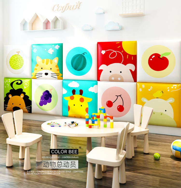 Children's Room Tatami Leather Soft Bag Background Wall Nursery Safety Crashworthy Anticollision Wall Patch Wall Patch Wall Mat Self-Glued Headboard