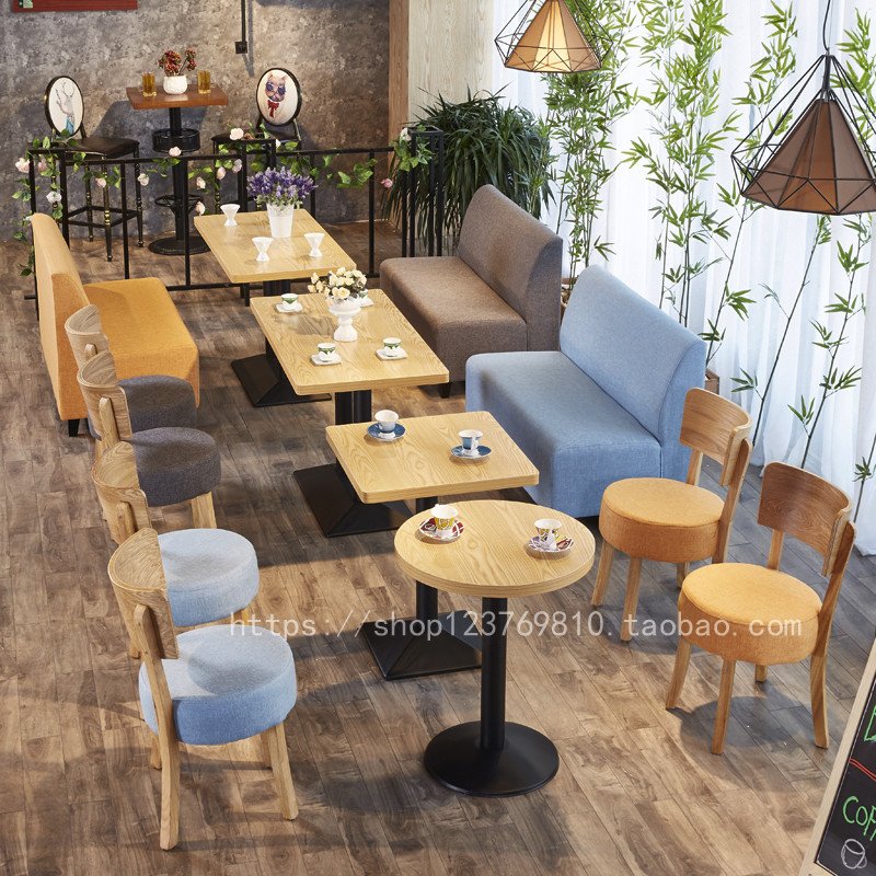 Milk Tea Shop Table And Chairs Combined Fresh Coffee Hall Snack Sweets Shop Sofa Casual Internet Café seat Composition