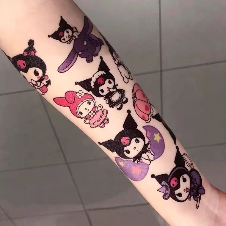 Sanrio Kuromi Hello Kitty My Melody Waterproof Long-Lasting Tattoo Stickers Washable Cartoon Cute Student Fresh Style