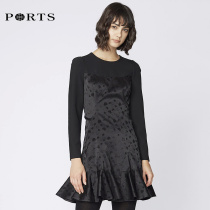 PORTS Ppose Girl with elegant round collar jacquard fish tail down hem dress SA9D004GFB012