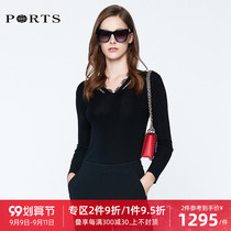 PORTS Po Womens Spring V-neck Thin Pullover Slim Knit LN8K428JKW001