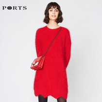 PORTS Baopose Womens Jane about loose Shoulder Sleeves Knit Dress SA9K262GXF002