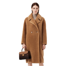 PORTS womens winter simple temperament elegant two-button elegant lapel pure wool fur coat for women