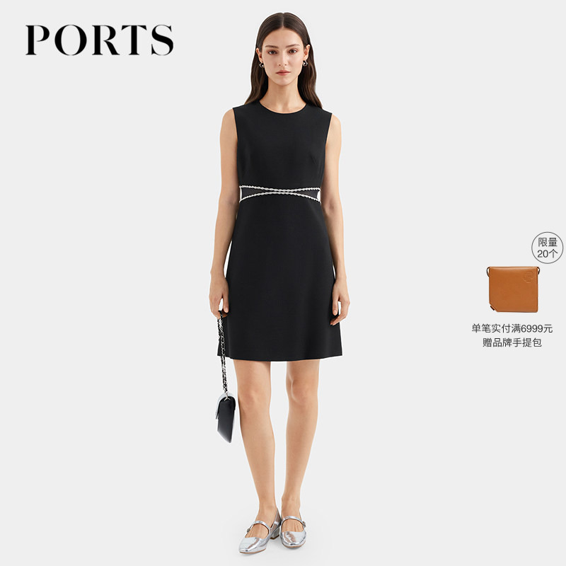 Ports Women's Clothing 2025 Popular Item Slim-Fit Black Sleeveless Elegant Dress for Women