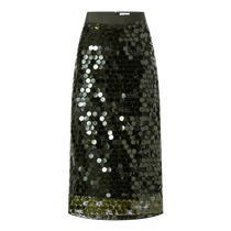 PORTS Womens 2024 Early Autumn New Style Exquisite and High-Grade Handmade Embroidered Piece Decorated Skirt