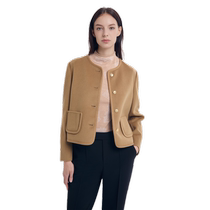 PORTS Womens 2024 Autumn New Khaki Long Sleeve Short Coat Elegant Lady Simple Button Top
