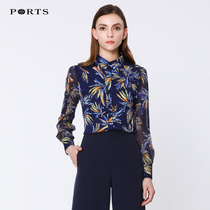 PORTS Po Pi spring shirt women long sleeve top printed mulberry silk shirt ALN8B022FPT025