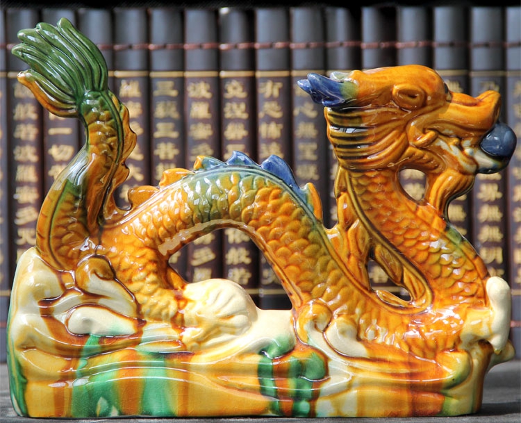 Gốm trang trí rồng Tang Sancai nhà rồng Phong thủy đồ trang trí thủ công quà tặng đồ trang sức đồ trang sức nhà phố ác linh bố trí phòng khách đẹp