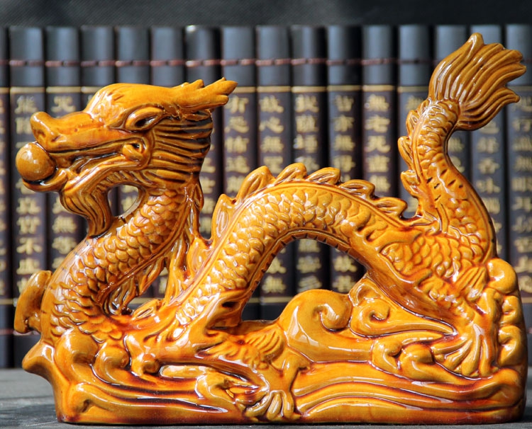 Gốm trang trí rồng Tang Sancai nhà rồng Phong thủy đồ trang trí thủ công quà tặng đồ trang sức đồ trang sức nhà phố ác linh bố trí phòng khách đẹp