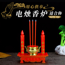 LED electric incense burner for Buddha candle light electronic candle incense burner candle simulation smokeless wealth lamp candle holder battery