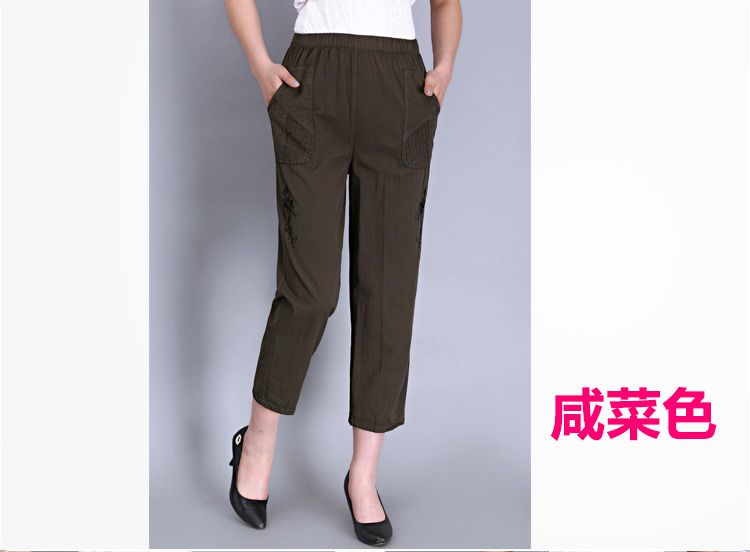 Phụ nữ trung niên 9 điểm thường xuyên quần cotton thun thun xuân hè - Quần áo của mẹ áo nữ trung niên