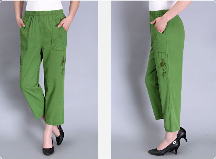 Phụ nữ trung niên 9 điểm thường xuyên quần cotton thun thun xuân hè - Quần áo của mẹ áo nữ trung niên