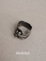 MadebyL original créneau concepteur de la main pure - fait s925 rétro - fait vieux vent irrégulier creux ouverture bague