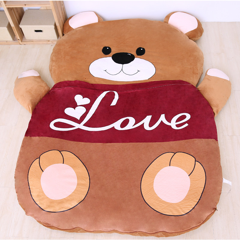 Bear cartoon lazy bed tatami mattress foldable sofa bed temporary bedroom single pair of people shop cute sleeping bag