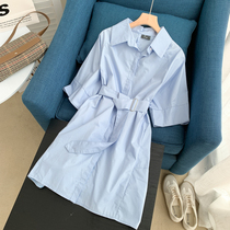Dress Women 2021 new casual waist polo collar slim loose shirt skirt