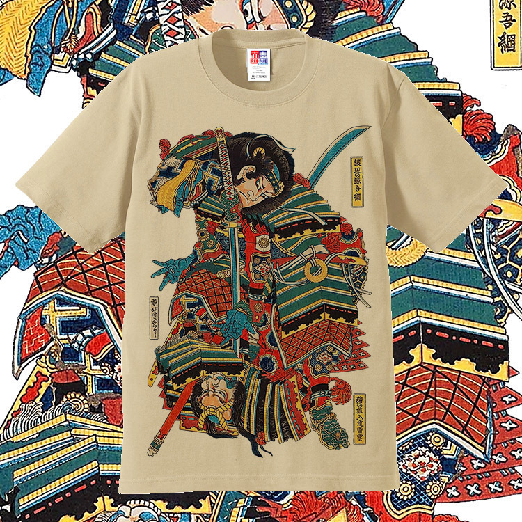 Harajuku Katsushika Hokusai Ukiyo-E Short Sleeve T-Shirt - Pig, Bear, Thunder Clouds, Inudai Painting, Samurai, Pure Cotton, Summer Harajuku Katsushika Hokusai Ukiyo-E Short Sleeve T-Shirt - Pig, Bear, Thunder Clouds, Inudai Painting, Samurai, Pure Cotton, Summer