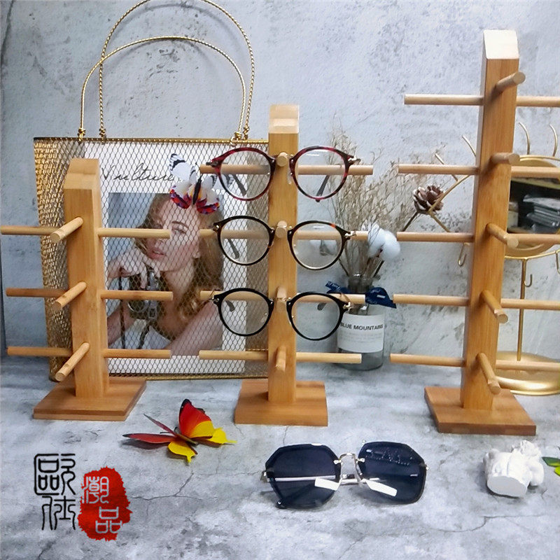 Bamboo Glasses Props Sunglasses Glasses Display Rack Optical Shop Decoration Glasses Storage Rack Window Display