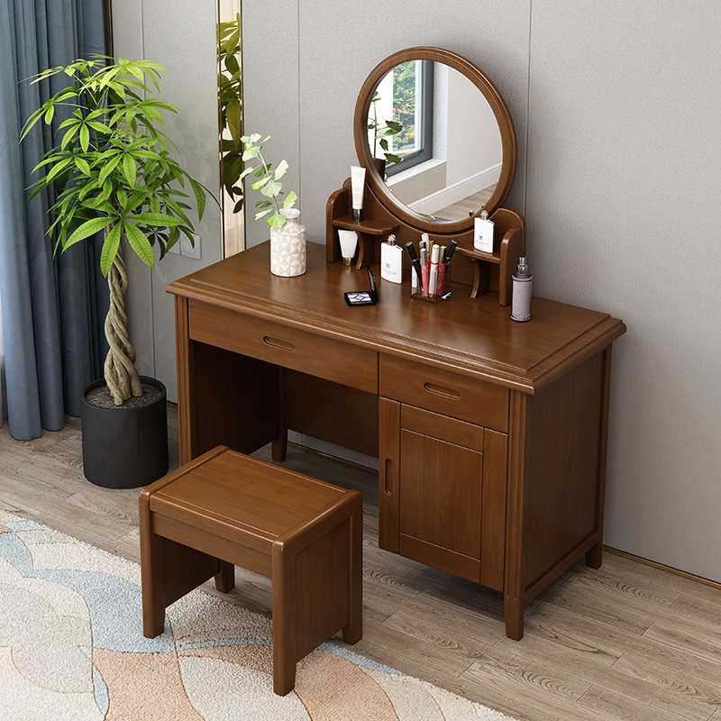 Solid wood dressing table modern minimalist Chinese dressing table bedroom small apartment dressing table multi-drawer storage dressing table