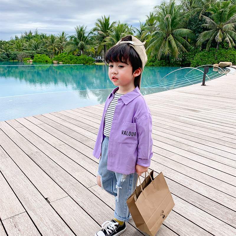 Boy Clothing Boy Long Sleeve Shirt Spring Autumn Thin Korean version Tide Children Autumn Clothes Pure Cotton Children's Shirt Male Baby Blouse