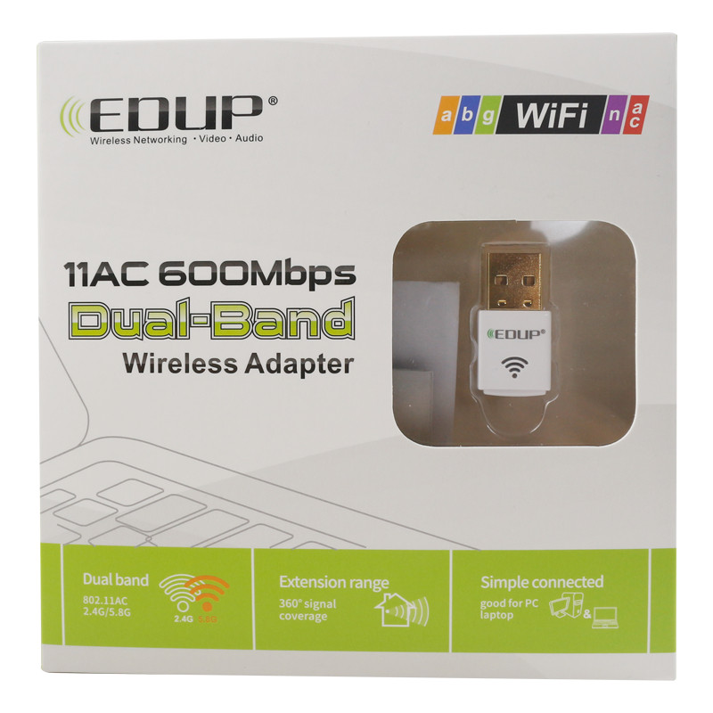 Адаптер USB edup ep-ac1619 600m鍙岄usb鏃犵嚎缃戝崱 楂橀€烾sb3.0 11ac缃戝崱鍙戝皠鍣