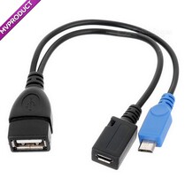 OTG data cable with USB power supply Mobile phone tablet connection keyboard mouse U disk hub HUB Android adapter