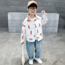2024 Autumn Boys Shirts Long Sleeve Childrens Clothes Street Fashion Handsome Baby Clothes Small Childrens Spring and Autumn Casual Shirts Trendy