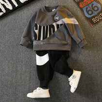 Boy fall trendy necropolis suit 2022 new middle and child foreign air Two sets of boys Spring and autumn childrens clothes